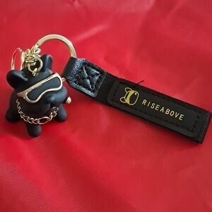 Bull Dog Black & Gold Bag Charm Keychain